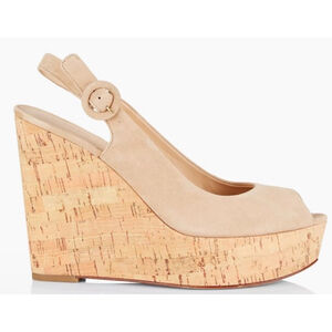 New Veronica Beard Beige Dali Peep Toe Platform Wedge Sandals 8.5